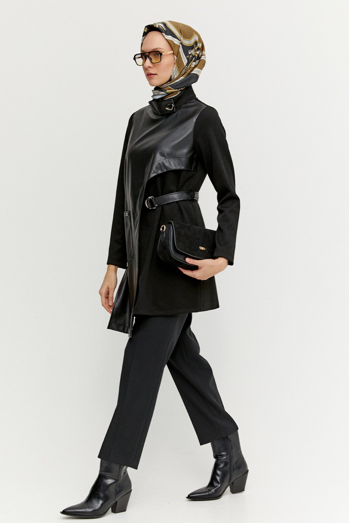 Asimetrik Suni Derili Tunik, Tesettür Giyim