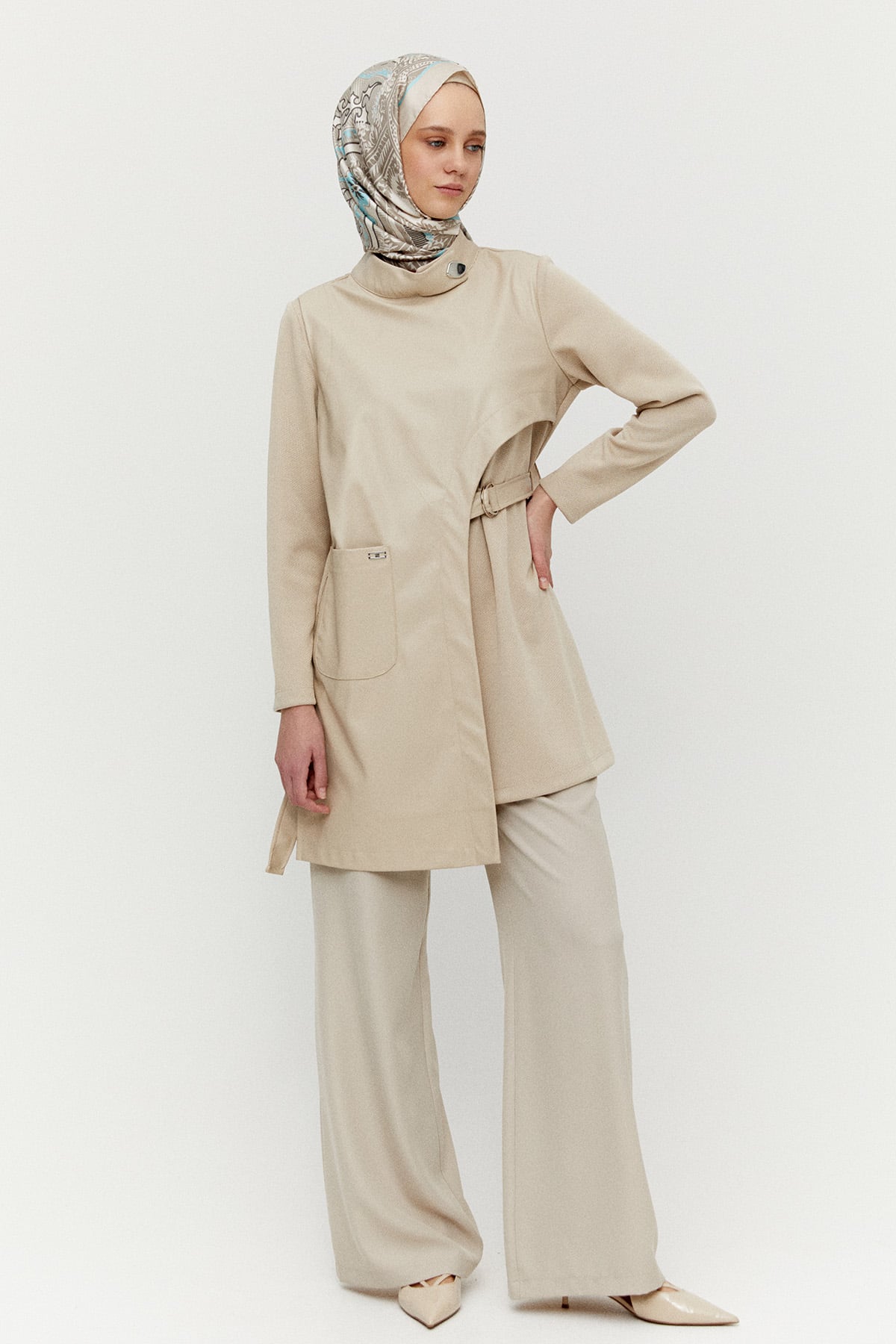 Asimetrik Suni Derili Tunik, Tesettür Giyim