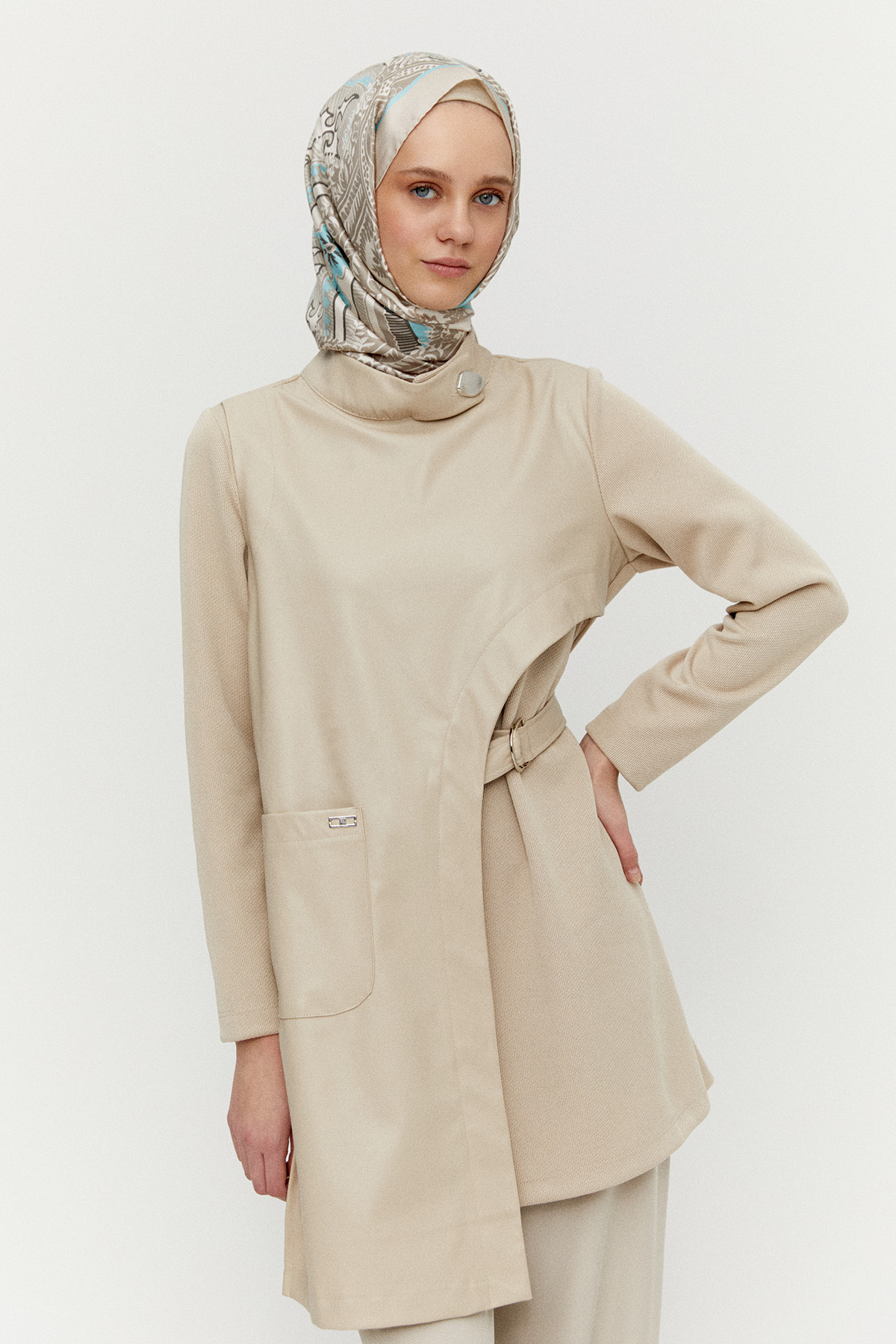 Asimetrik Suni Derili Tunik, Tesettür Giyim