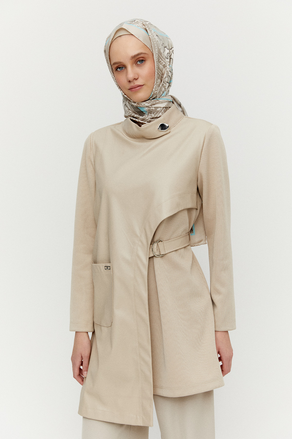 Asimetrik Suni Derili Tunik, Tesettür Giyim