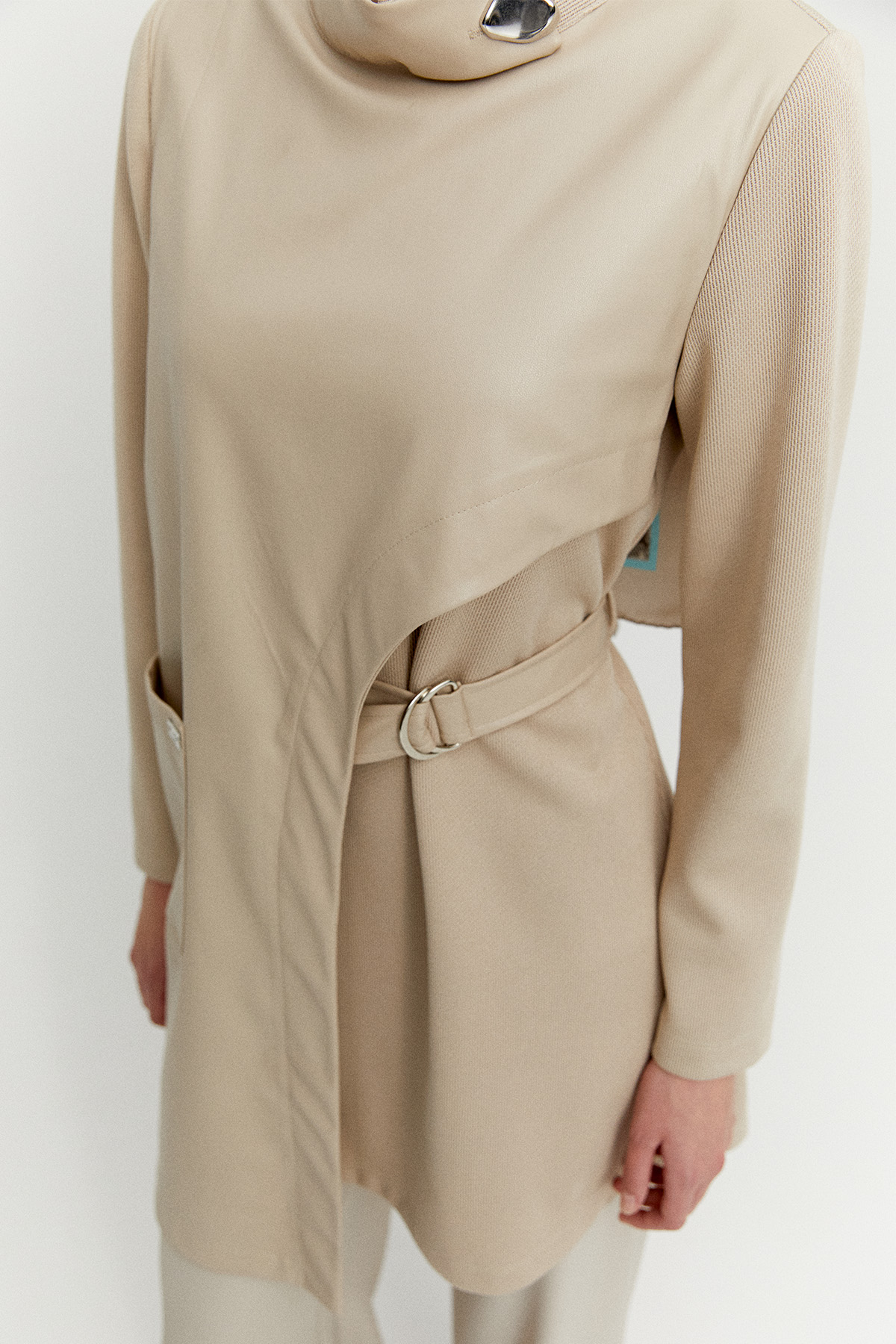 Asimetrik Suni Derili Tunik, Tesettür Giyim