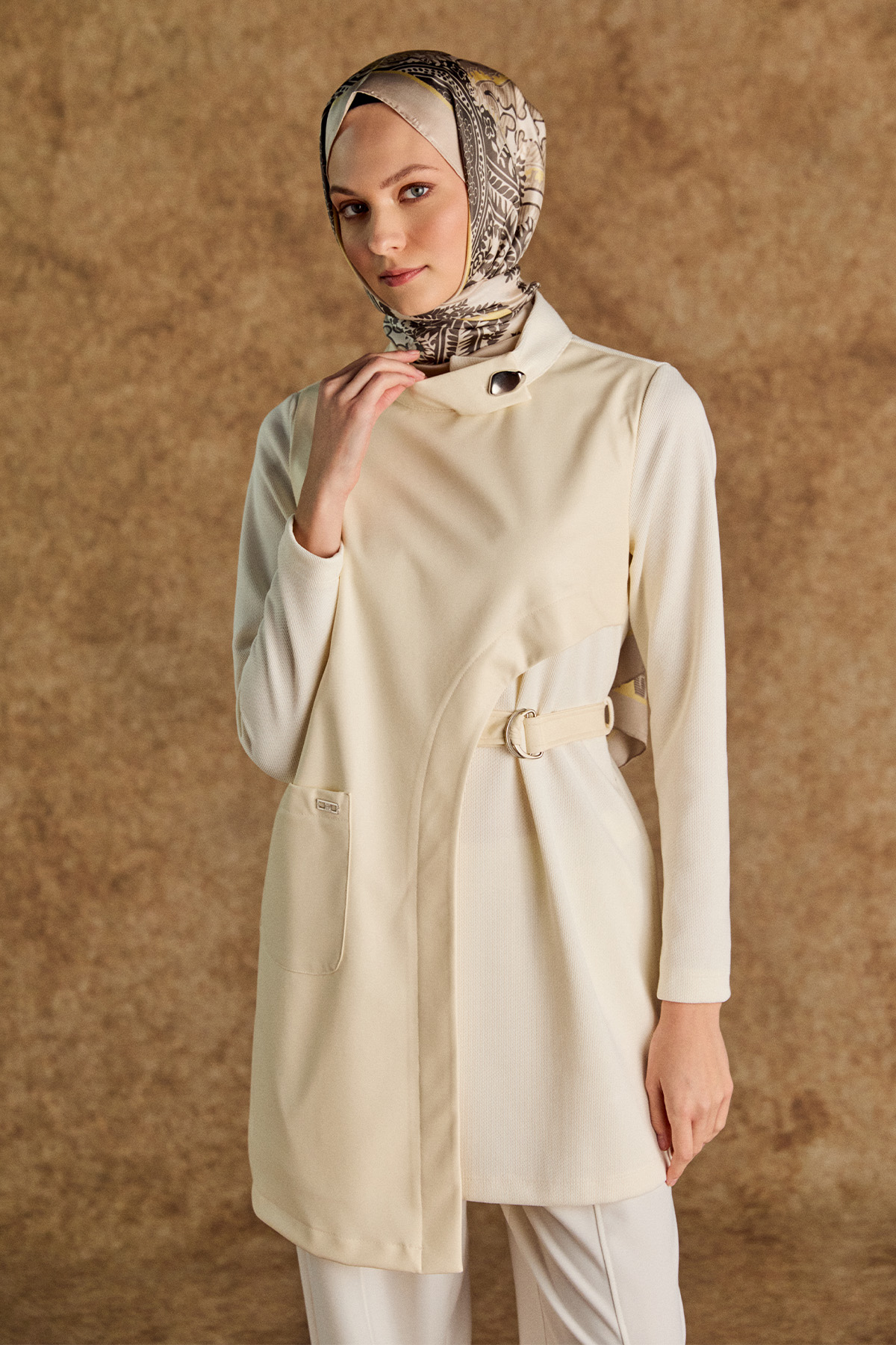 Asimetrik Suni Derili Tunik, Tesettür Giyim