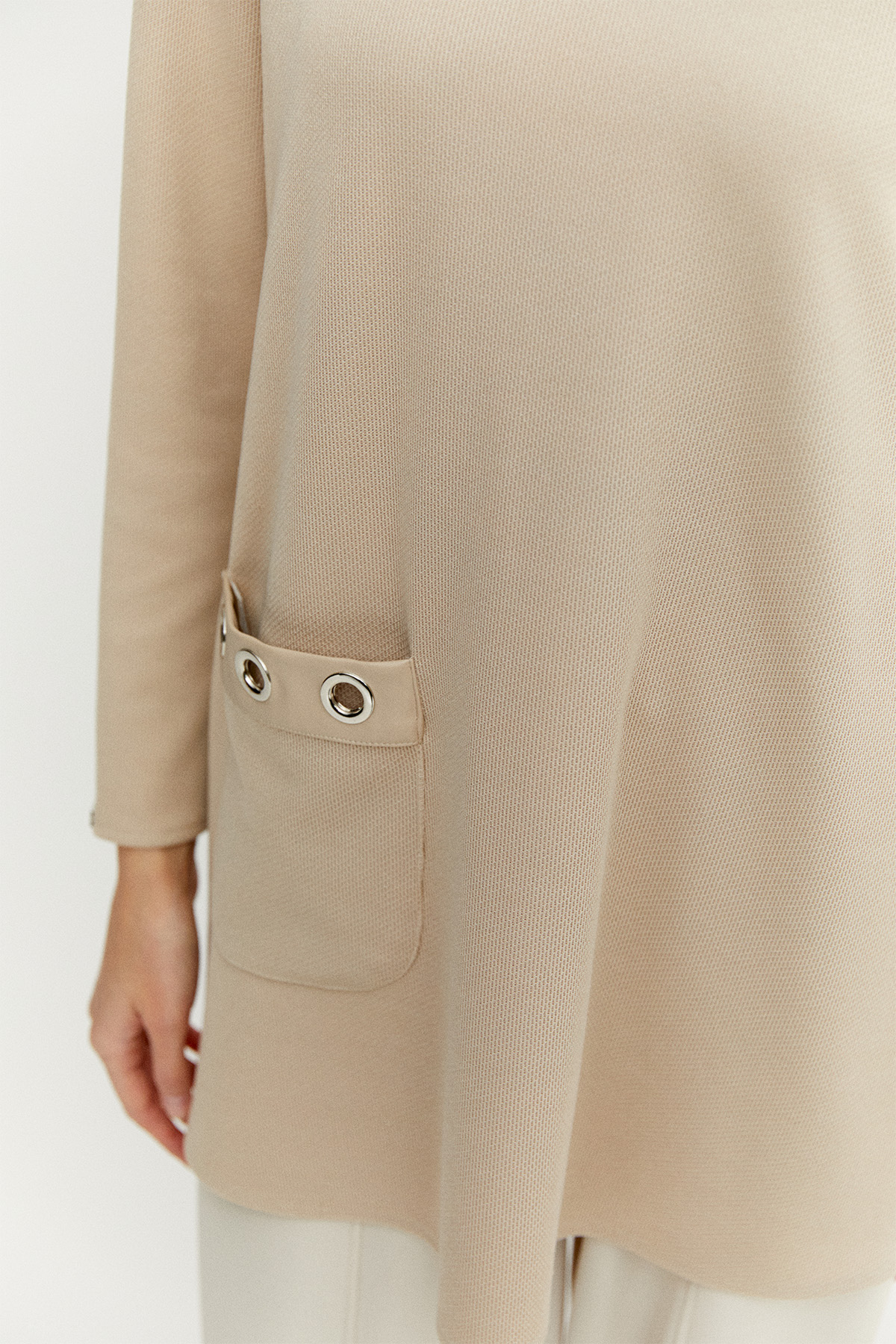 Hakim Yaka Kuşgözlü Örme Tunik, Tesettür Giyim