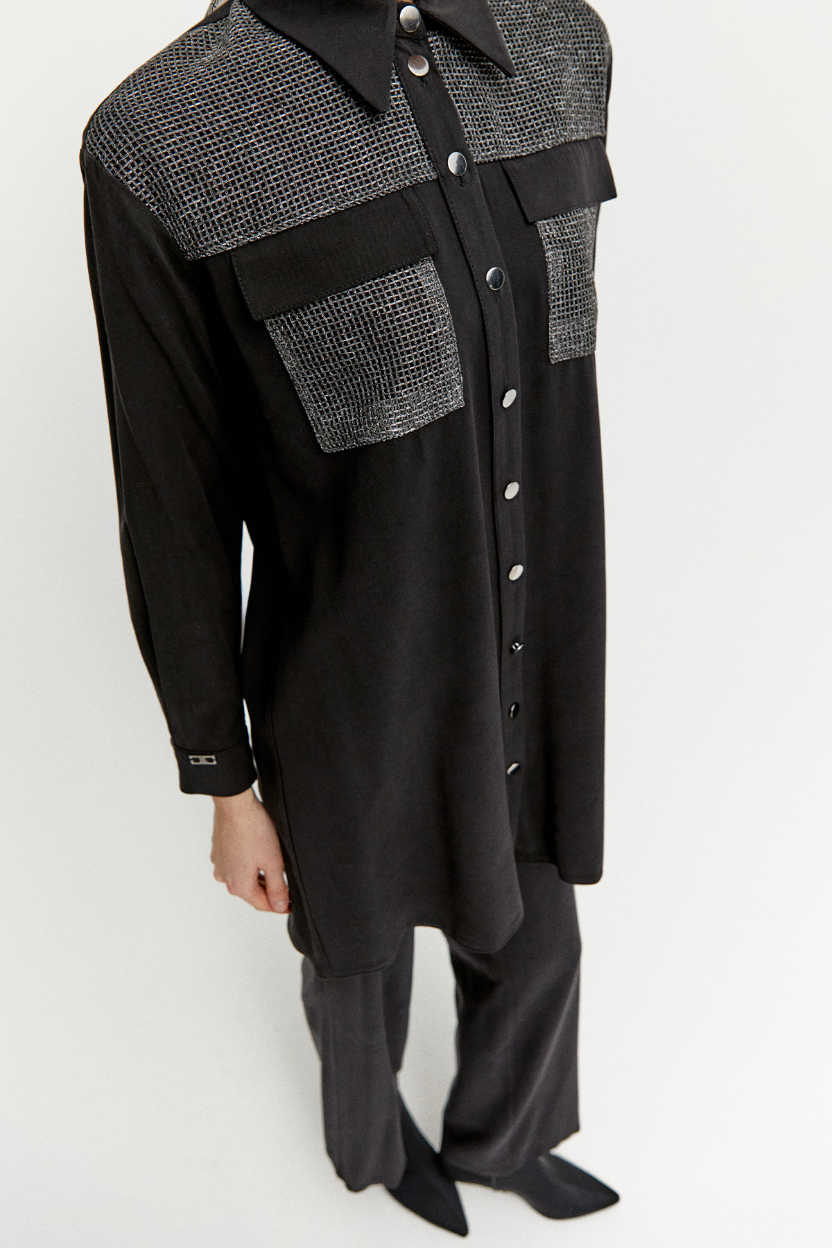 File Cepli Gömlek Yaka Tunik, Tesettür Giyim