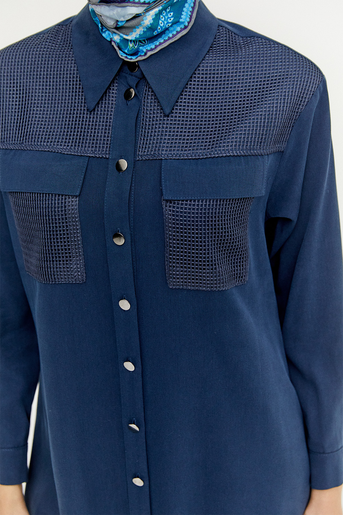 File Cepli Gömlek Yaka Tunik, Tesettür Giyim