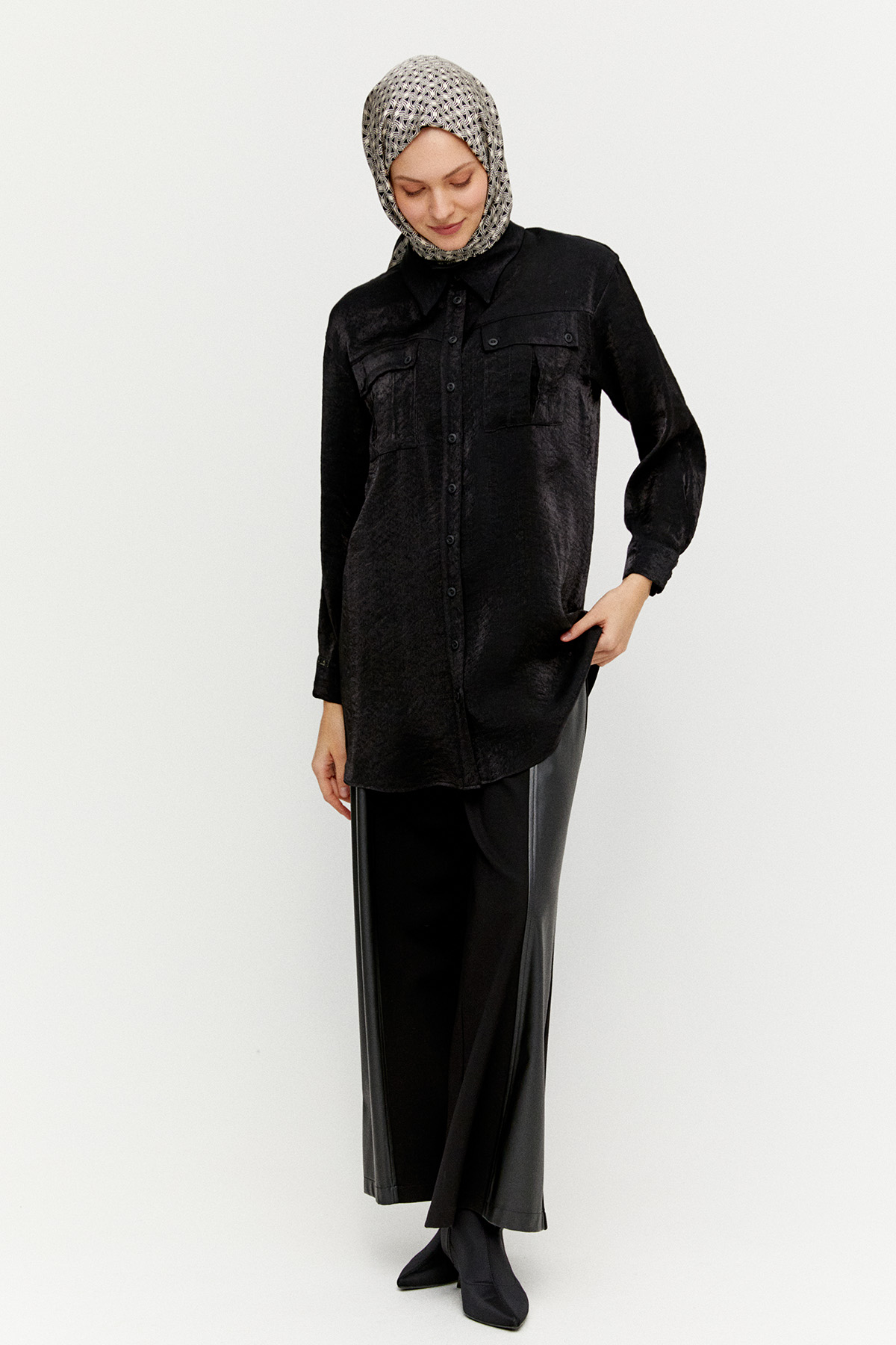 Spor Dikişli Jakarlı Tunik, Tesettür Giyim