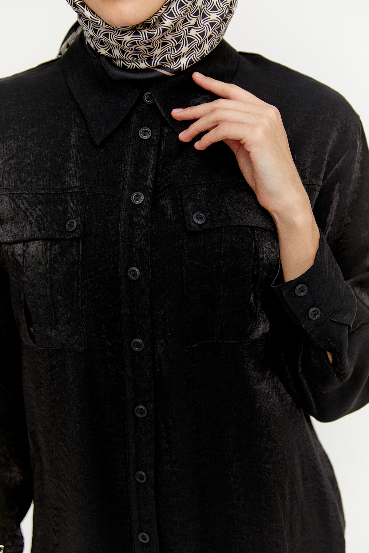 Spor Dikişli Jakarlı Tunik, Tesettür Giyim