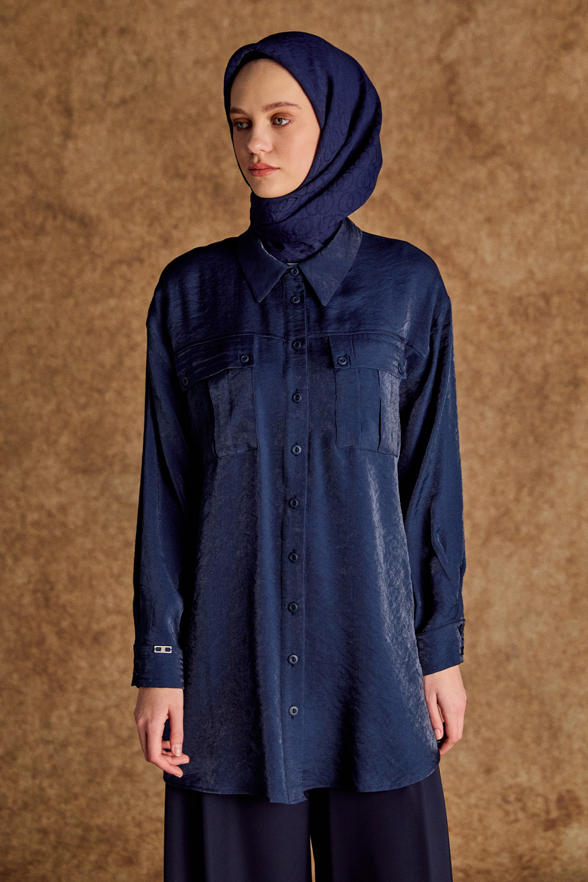 Spor Dikişli Jakarlı Tunik, Tesettür Giyim