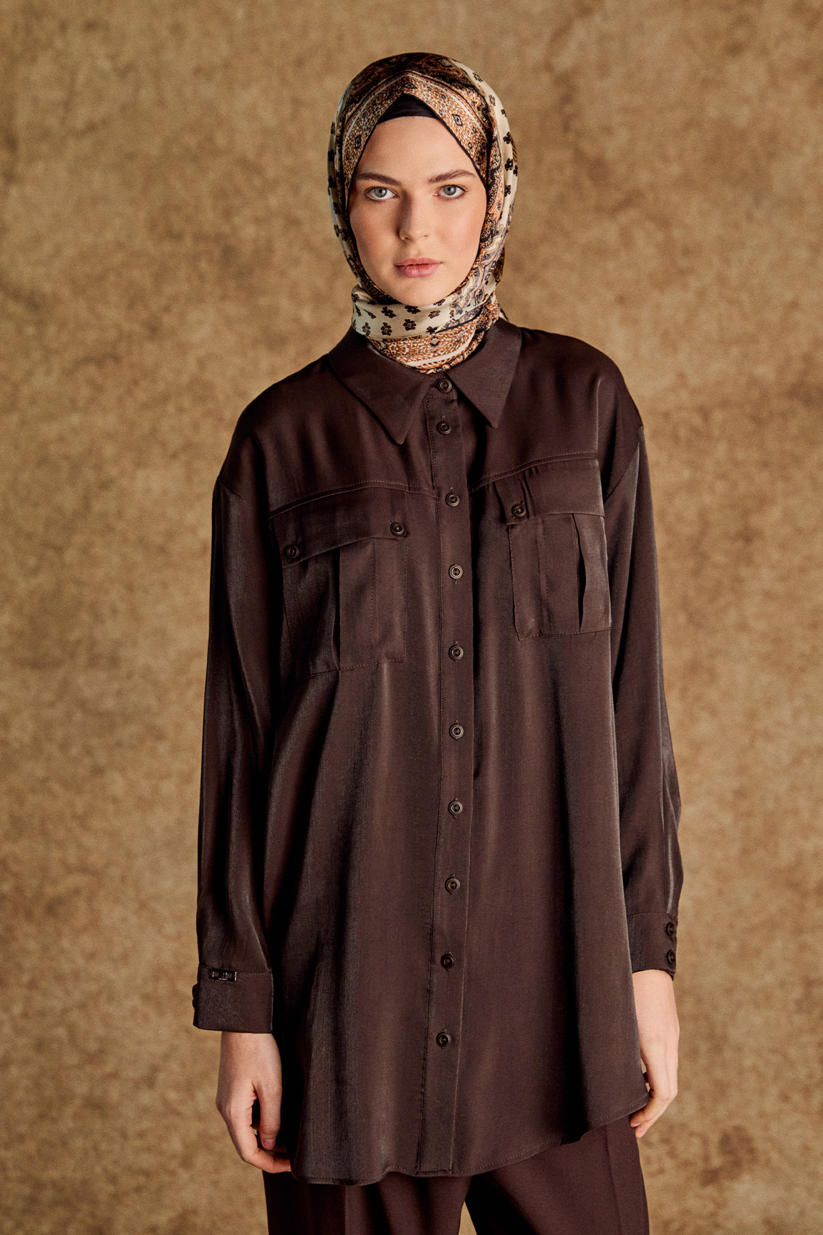 Spor Dikişli Jakarlı Tunik, Tesettür Giyim