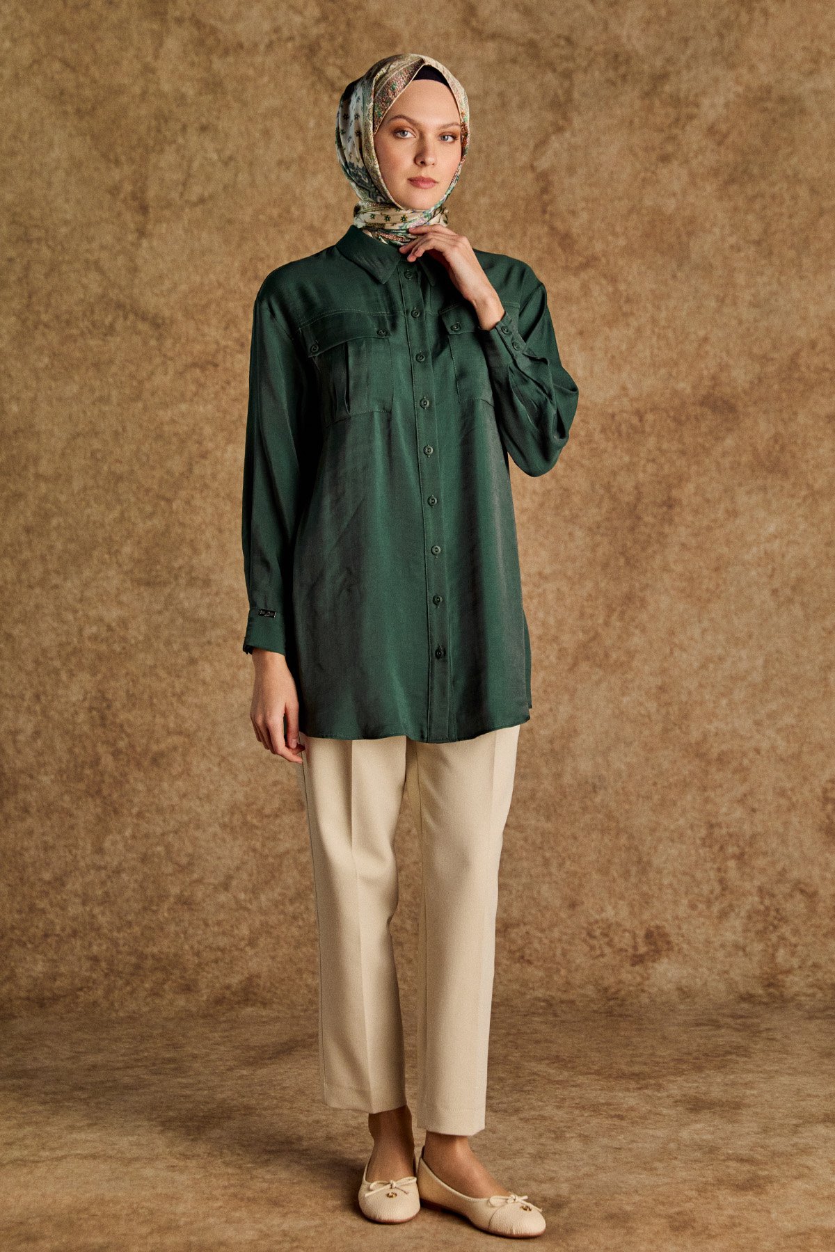 Spor Dikişli Jakarlı Tunik, Tesettür Giyim