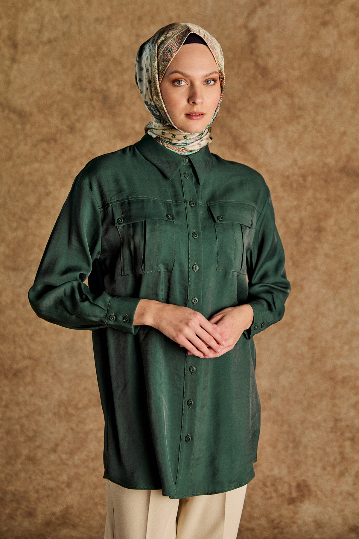 Spor Dikişli Jakarlı Tunik, Tesettür Giyim