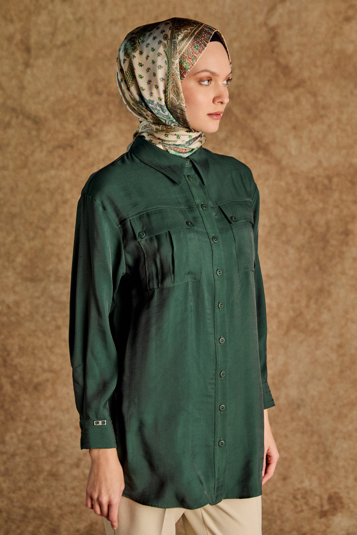 Spor Dikişli Jakarlı Tunik, Tesettür Giyim