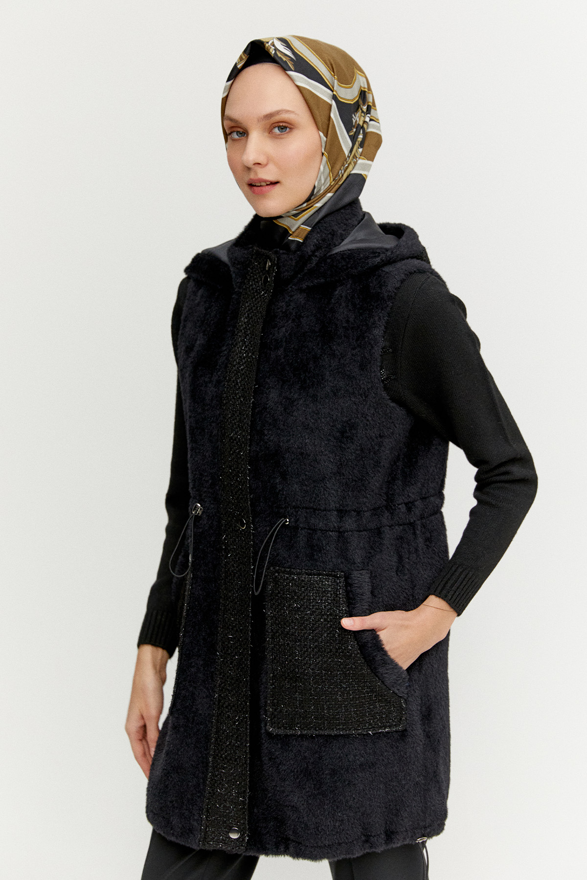 Tüvit Kombinli Suni Kürk Yelek, Tesettür Giyim