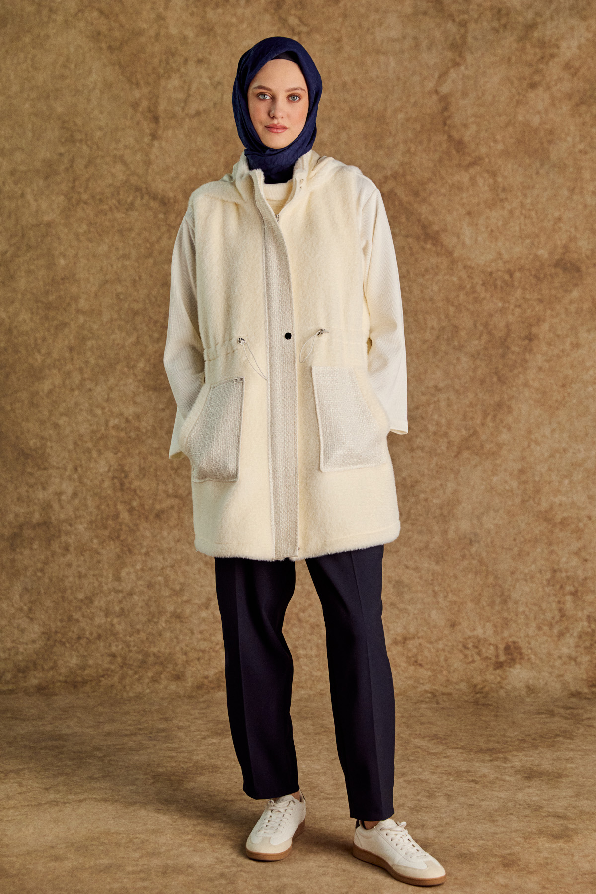 Tüvit Kombinli Suni Kürk Yelek, Tesettür Giyim