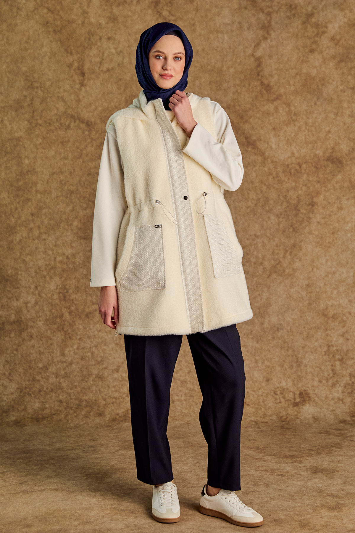 Tüvit Kombinli Suni Kürk Yelek, Tesettür Giyim