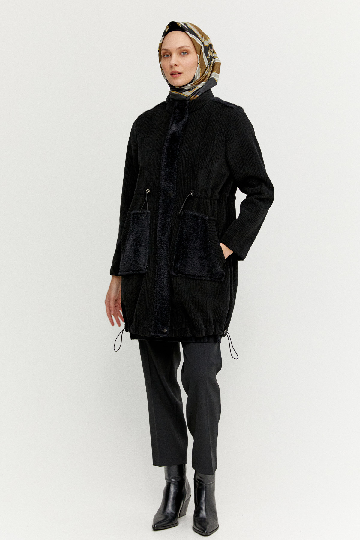 Suni Kürklü Stoperli Kap, Tesettür Giyim