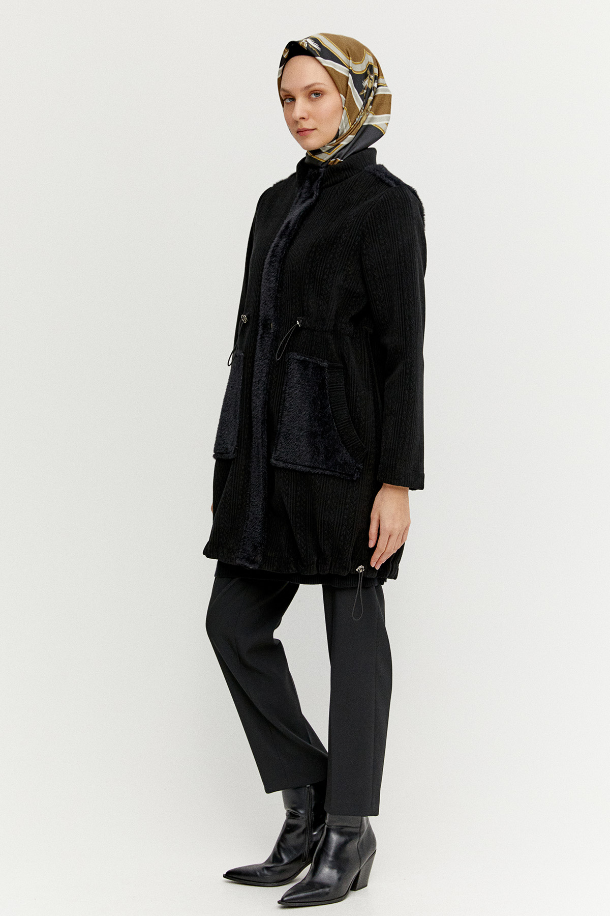 Suni Kürklü Stoperli Kap, Tesettür Giyim