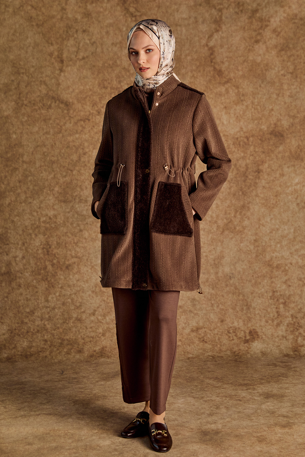 Suni Kürklü Stoperli Kap, Tesettür Giyim