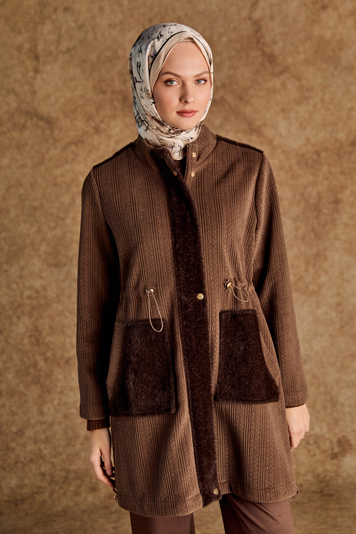 Suni Kürklü Stoperli Kap, Tesettür Giyim