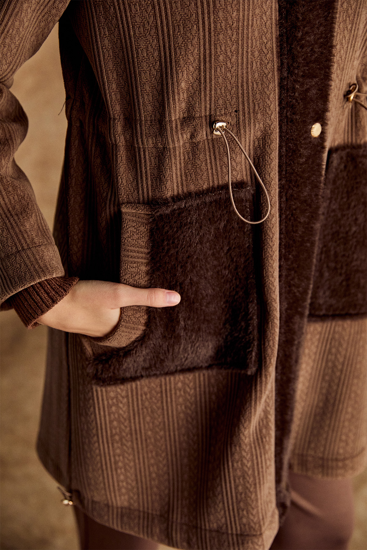 Suni Kürklü Stoperli Kap, Tesettür Giyim