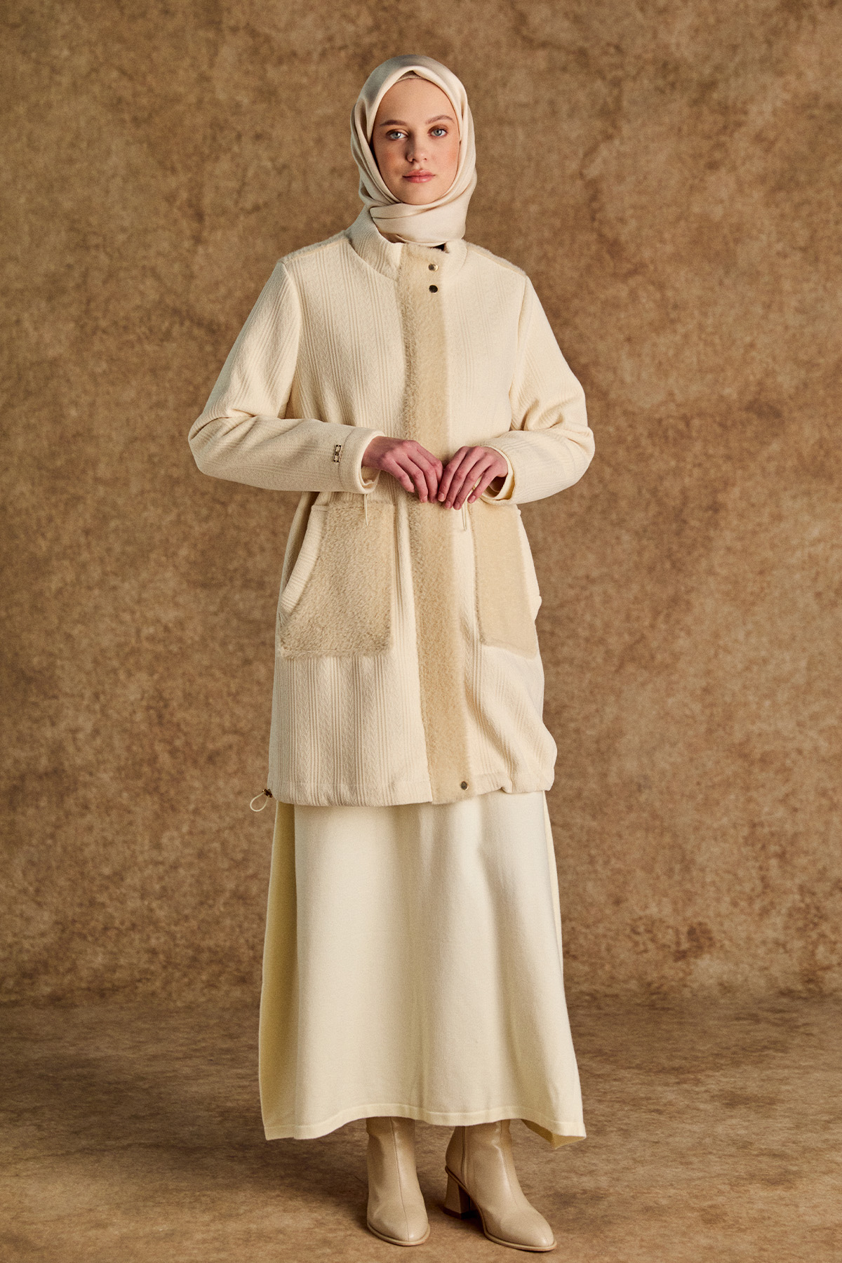 Suni Kürklü Stoperli Kap, Tesettür Giyim