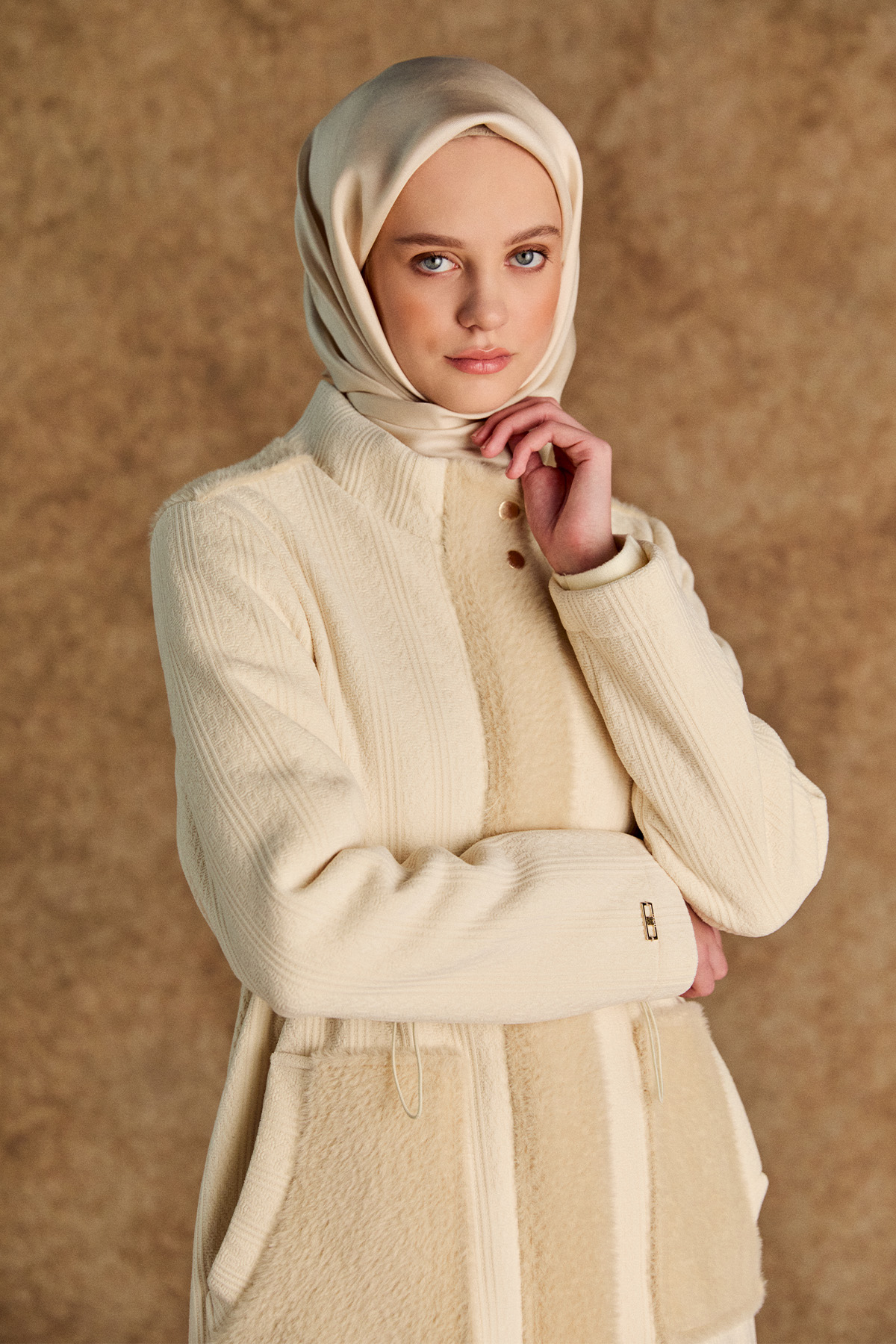 Suni Kürklü Stoperli Kap, Tesettür Giyim